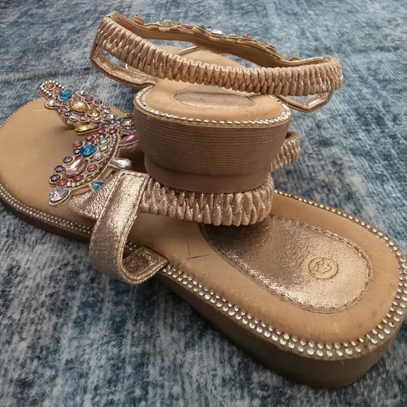 Embellished Gold Sandals - Picture 3 of 4